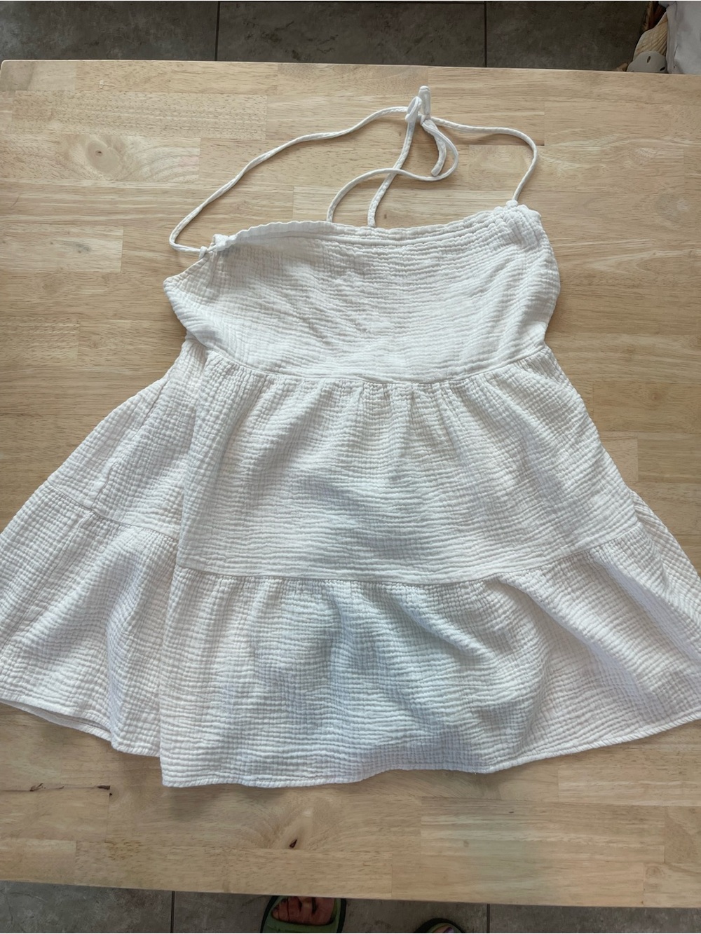 HYFVE Baby Doll White Gauze Halter Mini Sundress Size L